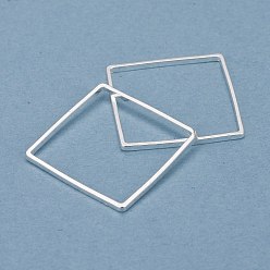 Посеребрённый Латунные соединительные колечки, долговечный, квадратный, 925 серебро покрытием, 18x18x1 мм, внутренний диаметр: 17x17 мм