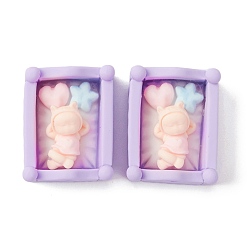 Lavendel Undurchsichtigen Cabochons, Bett mit Baby, Lavendel, 25x20.5x12 mm