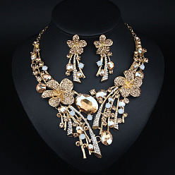 Белый Навахо Комплекты серег и ожерелий из сплава со стразами, цветок, навахо белый, 450 мм