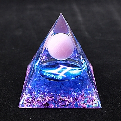 Близнецы Светящиеся созвездия, оргонитовые пирамиды, генераторы энергии из смолы, Рейки круглый камень внутри для украшения стола домашнего офиса, Близнецы, 60 мм