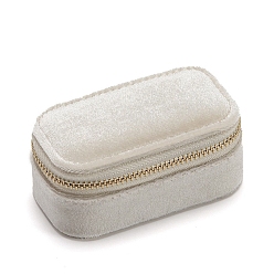 Бежевый Бархатная шкатулка, органайзер для ювелирных изделий, для ожерелья, Кольца, прямоугольные, бежевые, 8.5x4.8x4 см