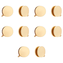 Золотой 10 шт. серьги-клипсы из нержавеющей стали, плоско-круглые, золотые, 20x12x1 мм