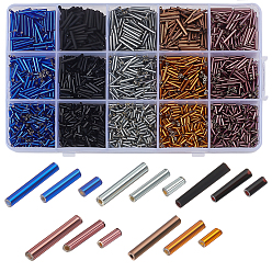 (52) Непрозрачная лаванда 120g 15 стили стеклярус, разнообразные, разноцветные, 5~12x2 мм, отверстие : 0.5 мм, о 8 г / стиль