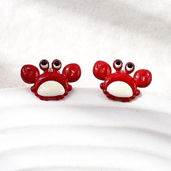 Краб Серьги-гвоздики из латуни, платина, краб, 10x15 мм