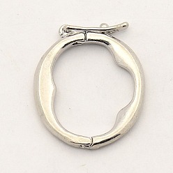Platinum Brass Shortener Clasps, Twister Clasps, Oval Ring, Platinum, 21x18x2mm