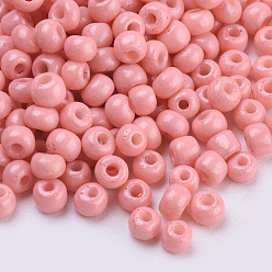 Dark Salmon Baking Paint Glass Seed Beads, Round, Dark Salmon, 3x1.5~3mm, Hole: 1mm, about 10000pcs/bag, about 450g/bag