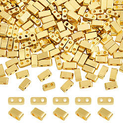 с Золотистым Покрытием 240шт. гальванизированные стеклянные бусины, 2-луночное, прямоугольные, с золотым покрытием, 4.5~5.5x2x2~2.5 мм, отверстие : 0.5~0.8 мм