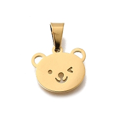 Золотой 304 подвески из нержавеющей стали, лазерная резка, ионное покрытие (ip), медведь, золотые, 13.5x15x1 мм, отверстие : 6x3.3 мм