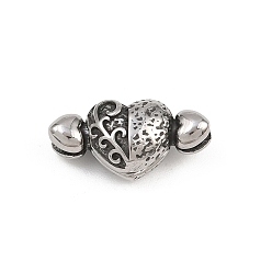 Античное Серебро 316 хирургические магнитные застежки из нержавеющей стали, сердце, античное серебро, 9x17.5x7 мм