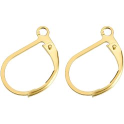 Золотой 40шт. вакуумное покрытие PVD 316 крючки для сережек из хирургической нержавеющей стали, провод уха, для комплектов для изготовления серег своими руками, золотые, 16x12x0.8 мм, отверстие : 1 мм, штифты : 0.6 мм, 40 шт