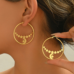 Луна Крюк из нержавеющей стали серьги, золотые, луна, 43 мм