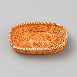 Оранжевый Мини-модель корзины из ротанга из смолы, аксессуары для кукольного домика с микро-ландшафтом, притворяясь опорными украшениями, оранжевые, 47x28x10.5 мм