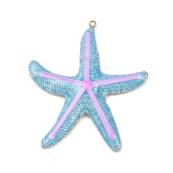 Небесно-голубой 304 эмаль нержавеющей стали большие кулоны, золотые, голубой, 52x46x6 мм, отверстие : 1.8 мм