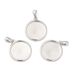 Платина Антикоррозийное родиевое покрытие 925 подвеска из стерлингового серебра кабошон оправа, с печатью 925, плоско-круглые, платина, лоток : 13 мм, 17x15x2 мм, отверстие : 5x3.5 мм