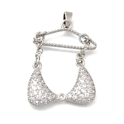 Платина Латунные микро проложить кубического циркония прелести, бикини, платина, 34x23x4 мм, отверстие : 5x2.5 мм