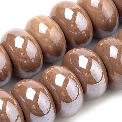 Верблюжий Фарфоровые бусины ручной работы, жемчужные, рондель, верблюжие, 13x8.5~9 мм, отверстие : 5 мм