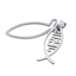 Fish Антикоррозийные 304 подвески из нержавеющей стали, лазерная резка, цвет нержавеющей стали, Иисус рыбы, 40x16 мм