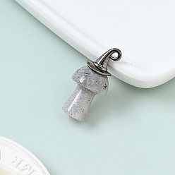 Labradorite Natural Labradorite  Pendnats, with Alloy Finding, Mushroom Charms, 30x25mm