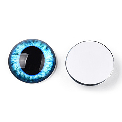 Голубой Кабошоны из стекла, полукруглый с глазом, голубой, 20x6.5 мм