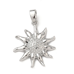 Платина Латунные подвески, солнце, платина, 21x18.5x3.5 мм, отверстие : 4x3 мм