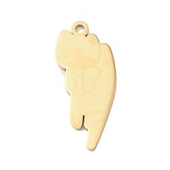 Golden 304 Stainless Steel Pendants, Cat Shape Charms, Polishing, Ion Plating(IP), Golden, 28.5x12.5x1.5mm, Hole: 1.9mm