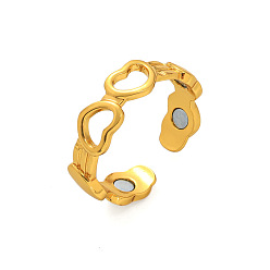Золотой Полые латунные манжеты с открытыми кольцами, сердце, с магнитом, золотые, 6 мм, внутренний диаметр: 18 мм