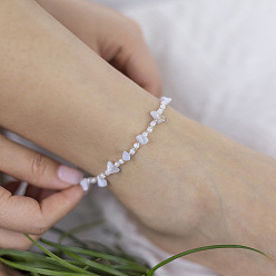 Белый Нефрит Браслеты на ногу из сплава, стеклянных бусин и натурального белого нефрита, 8-5/8 дюйм (220 мм)