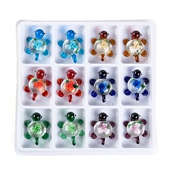 (52) Непрозрачная лаванда Подвески лэмпворк ручной работы, черепаха, разноцветные, 38.5~41x30~34x15~17 мм, отверстие : 3.5~5x3.5~4 мм