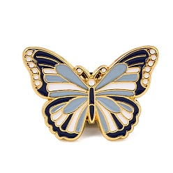 Prussian Blue Enamel Pin Badge, Golden Alloy Lapel Pin Backs for Backpack Clothes, Butterfly, Prussian Blue, 20.5x29.5mm