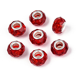 (123L) Белый крем непрозрачный блеск Прозрачные европейские бусины-рондель из смолы, с золотой фольгой и латунными двойными сердечниками серебристого тона, бусины с большим отверстием, огнеупорный кирпич, 13.5~14x8.5~9 мм, отверстие : 4.8~5 мм