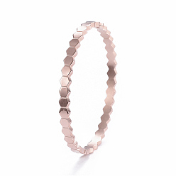 Rose Gold 304 Stainless Steel Cuff Bangles, Rose Gold, 2-1/4 inchx1-7/8 inch(5.8x4.7cm)