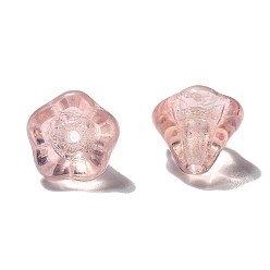 Pink Прозрачные бусины из чешского стекла, цветок, с покрытием AB цвета, розовые, 10x8 мм, отверстие : 2 мм, около 120 шт / упаковка