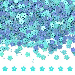 Небесно-голубой 50g пластиковые блестки бусины, шитье ремесленных украшений, цветок, голубой, 5x5 мм