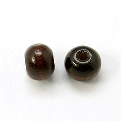 Coffee Natural Wood Beads, Bright Color, Round, Dyed, Coffee, 8x7mm, Hole: 3mm, about 6000pcs/1000g
