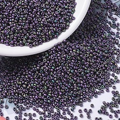 (RR2019) Matte Metallic Eggplant Iris MIYUKI Round Rocailles Beads, Japanese Seed Beads, 11/0, (RR2019) Matte Metallic Eggplant Iris, 2x1.3mm, Hole: 0.8mm, about 50000pcs/pound