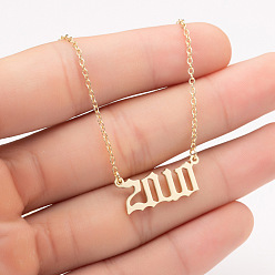 Золотой 2010 год рождения число 201 ожерелья с кулоном из нержавеющей стали, золотые, 17.72 дюйм (45 см)