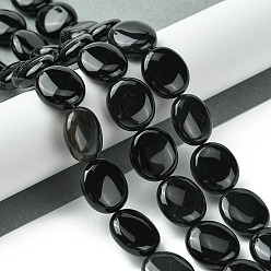 Black Onyx Натуральные бусины из черного оникса (окрашенные и нагретые), Плоско-овальные, 15~16x13.5~14x6~7 мм, отверстие : 1 мм, около 26 шт / нитка, 15.79'' (40.1 см)