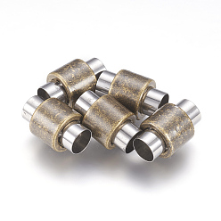 Античная Бронза 304 магнитные застежки из нержавеющей стали с клеевыми концами, колонка, античная бронза, 16x10 мм, отверстие : 6 мм