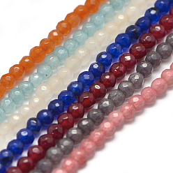 Gemischte Farbe Natürliche Jade Perlen Stränge, gefärbt, facettiert, Rondell, Gemischte Farbe, 3 mm, Bohrung: 1 mm, ca. 122 Stk. / Strang, 14.56 Zoll (37 cm)