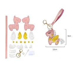 Pink Наборы для изготовления кожаных подвесок в виде единорога своими руками, брелок для ключей, розовые, 90x100 мм