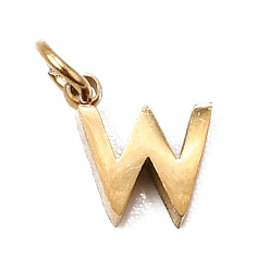 Letter W 304 Edelstahl Reize, Brief Reize, poliert, Ionenbeschichtung (ip), echt 18 k vergoldet, Buchstabe w, 8x7.5x2 mm, Bohrung: 2.5 mm