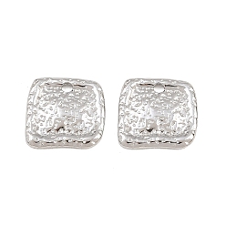 Stainless Steel Color 304 Stainless Steel Charms, Hammered Rectangle Charms, Stainless Steel Color, 14.5x15x2mm, Hole: 1.6mm