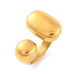 Золотой Ионное покрытие (ip) 304 овальные открытые манжеты из нержавеющей стали для женщин, золотые, размер США 7 (17.3 мм)