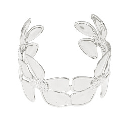 Platinum Iron Flower Cuff Bangles for Women, Platinum, Inner Diameter: 2.17 inch(5.5cm)