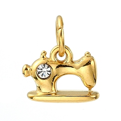Tool 304 из нержавеющей стали горный хрусталь подвески, золотые, кристалл, очарование швейной машины, 9.5x12x4.5 мм, отверстие : 5 мм