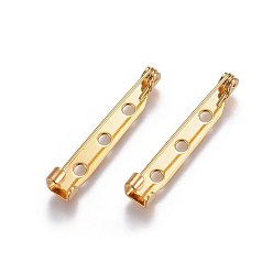 Настоящее золото 18K 304 фурнитура из нержавеющей стали для броши, реальный 18 k позолоченный, 32x4.5 мм, штифты : 0.68 мм