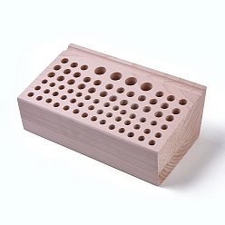 Цвет Древесины 76 органайзер для хранения из бука с отверстиями, деревянная подставка для инструментов leathercraft, для пуансонов, деревесиные, 19.8x11.6x6.7 см, отверстие: 0.75 см & 1 см & 1.5 см