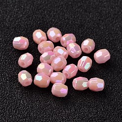 Pink Бусины из экологически чистого полистирола и акрила с цветным покрытием ab, граненые, баррель, розовые, 4x4 мм, Отверстие : 1 мм , около 16666 шт / 500 г