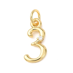 Настоящее золото 18K Латунные микро проложить кубического циркония подвески, числовые прелести, без кадмия и без свинца, стойки покрытие, долговечный, с целью перехода в кольце, реальный 18 k позолоченный, 14x7x2 мм, отверстие : 3.4 мм
