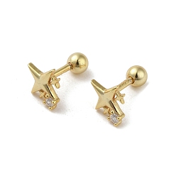 Золотой 925 женские серьги из стерлингового серебра с микропаве из циркония, хрящевые серьги, звезда, золотые, 7x6 мм